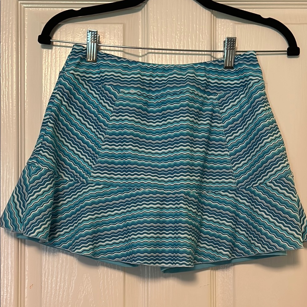 Blue Zigzag Patterned Women's Tennis Skirt